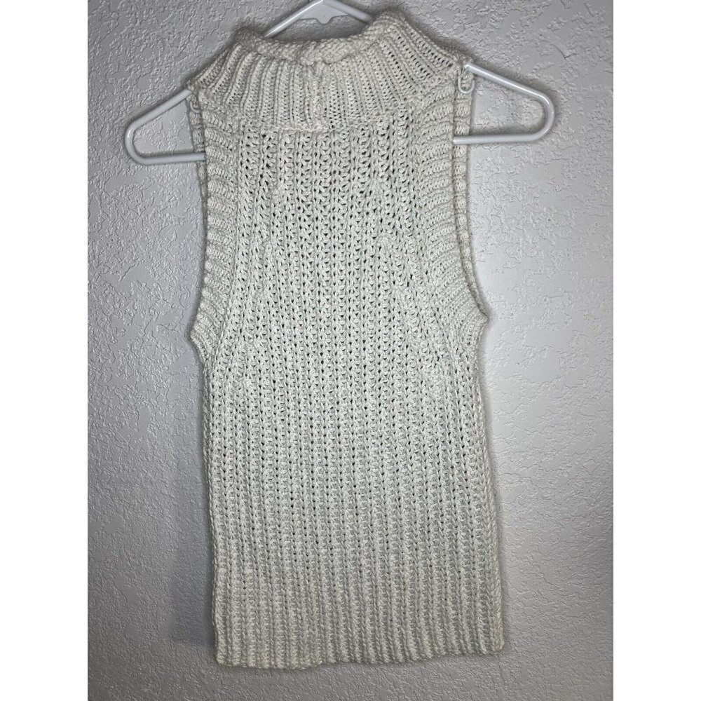Moth Anthropologie Sleeveless Sweater Mock Neck White Small Heavy Knit Z - Picture 7 of 8